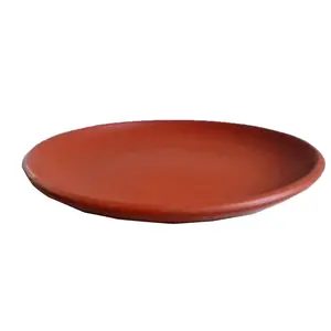 TERRACOTTA POTTERY OF RAJASTHAN Classic Handmade Natural Terracotta Clay Dinner Plate Plates (25.5 X 2.5 cm_Brown)