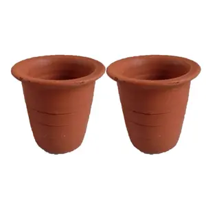 TERRACOTTA POTTERY OF RAJASTHAN Earthenware Classic Handmade Natural Terracotta Clay Water for Glass (150ml_Brown)