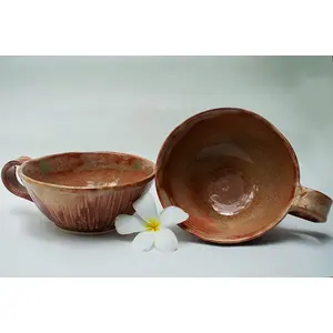 Hand Carved Red Soup Bowl