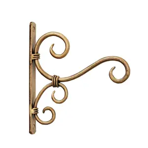 WROUGHT IRON CRAFTS Golden Antique Wrought Iron Wall Bracket for Bird Feeders & Houses Planters Lanterns Wind Chimes Hanging Baskets Ornaments String Lights