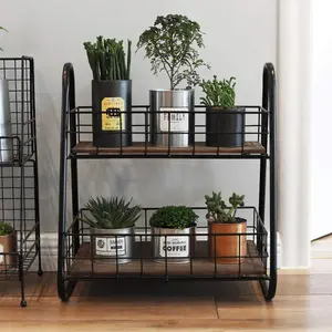 WROUGHT IRON CRAFTS Wrought Iron Double-Layer Multipurpose Storage Spice Bathroom and Kitchen Rack for Space Storage Plant Shelf Rack