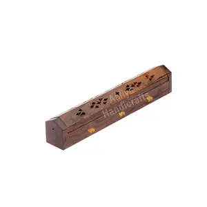 WROUGHT IRON CRAFTS Handmade Wooden Incense Stick Box (sheesham Wood)
