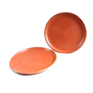 TERRACOTTA POTTERY OF RAJASTHAN Earthenware Classic Traditional Handmade natural Terracotta Clay Dinner Plate for Home kitchen ( 24 cm 2.5 cm )