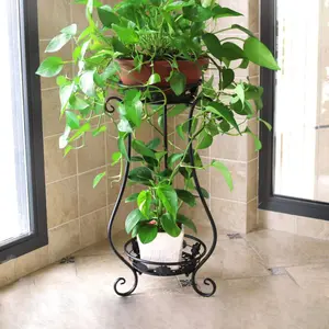 Wrought Iron Plant Stands Indoor OutdoorMetal Tall Plant Stand Iron Flower StandFlower Pot Holder Flower Pot Stand Flower Pot SupportingPlant Holders Plant Rack Potted Plant Stand(Black31.5in)