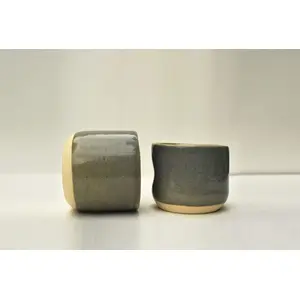 TERRACOTTA POTTERY OF RAJASTHAN Handmade Ceramic-Thumb Impression Blue Ceramic Tea Cup-Set of 2