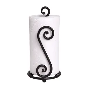 Fancy Paper Towel Holder Stand | Black Stylish Wrought Iron | Classic Decorative Countertop Holder | Handmade Crafted By RTZEN-Dcor