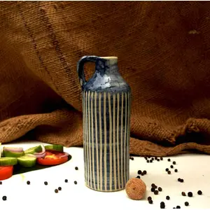 TERRACOTTA POTTERY OF RAJASTHAN Handmade- Hand Carved Ceramic Oil Bottle
