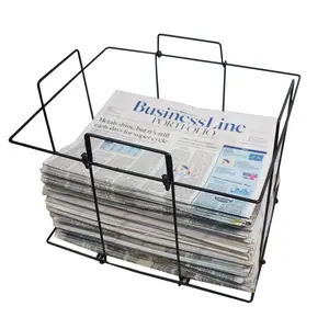 WROUGHT IRON CRAFTS Wrought Iron Multipurpose Folding Newspaper Holder Bin for MagazinesPaper RecordsArtwork Versatile Storage Organization Black (39x33x30) cm