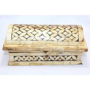 CAMEL BONE ARTICLES Antique Trinket Box Handicraft Handmade Natural Camel Bone on Wood Home Decor B