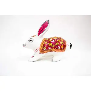 MEENAKARI ENAMEL PRODUCTS Metal Rabbit Showpiece 2 Inches Multicolour