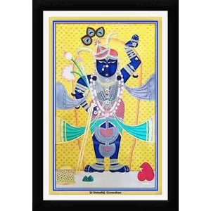 PICHWAI- PAINTED TEMPLE HANGING Shrinathji Shringaar Darshan Pichwai Painting Framed Size 13.5X19.5 Inches