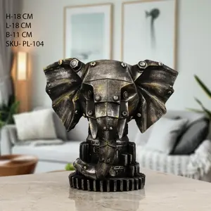 MEENAKARI ENAMEL PRODUCTS Resin 7" Elephant Face Statue Animal Figurines Handcrafted Decorative Showpiece Idol for Home & Office Decor