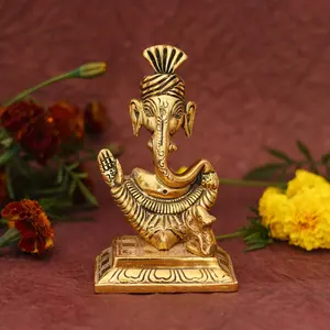 MEENAKARI ENAMEL PRODUCTS Oxidized Metal Lord Ganesh Ganpati Ganesha Idol Murti Statue Figurine Showpiece for Gifts Home Decor Pooja Room