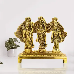 MEENAKARI ENAMEL PRODUCTS Metal Shri Ram Darbar with Hanuman Ji for Home Temple and Gifts(Golden 4 Inch)