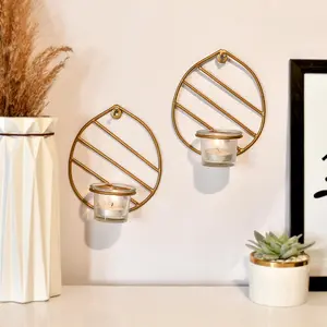 MEENAKARI ENAMEL PRODUCTS Metal Tea Light Candle Holder Diwali Decoration Items Home Decor Items (Egg Shape Gold 2 Pcs)