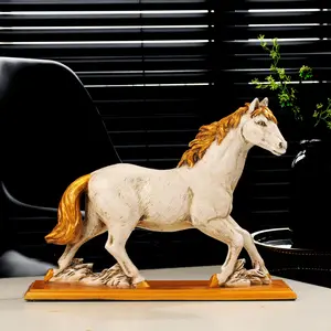 MEENAKARI ENAMEL PRODUCTS 9" Feng Shui Resin Running Horse Vastu Statue | Handcrafted Decorative Horse Showpiece Idol for Living Room and Home Decor Animal Figurines (Brown-Pack of 1)