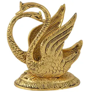 MEENAKARI ENAMEL PRODUCTS Oxidize Metal Decorative Golden Swan Duck Shape Napkin Tissue Paper Holder for Kitchen Dining Table (Size L*B*H :10 x 7 x 11 cm Golden)