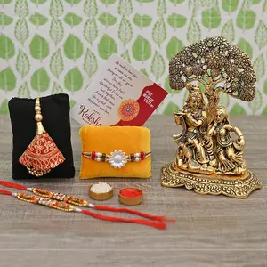 MEENAKARI ENAMEL PRODUCTS Diwali Gift Combo- Krishna Idol Deepawali Greeting Card and Five Floating Transprent Diyas