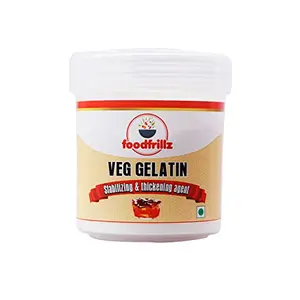 Foodfrillz Veg Gelatin Powder 25 g for Jelly Making Food Grade and Face Mask Gelatin for Cooking Baking Candies Marshmallows Cakes Ice Cream Gelatin Powder for vegetarian jellies puddings thickening and stabilizing agent