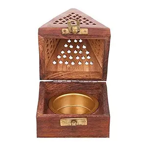SAHARANPUR HANDICRAFTS Wooden Incense Sticks Pyramid Box Fragrance Stand Holder (3 Inch)