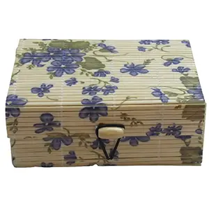 SAHARANPUR HANDICRAFTS Bamboo Stick Wooden Jewelry Box Organizer Storage Box for Cosmetics Makeup Gift Storage Box and Home Decor Showpiece