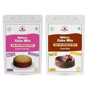 Foodfrillz Millet Cake Mix 300 g No Maida No refined sugar Eggless Premix (Vanilla-Chocolate Combo)