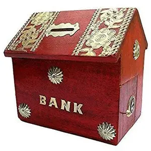 SAHARANPUR HANDICRAFTS Piggy Bank/Money Bank for Kids and Adult (red)