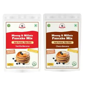 Foodfrillz Millet Delectable Delights: The Perfect Pancake Mix-Banana Vanilla And Choco Flavour Healthy Natural High Protein with Sprouted Moong Beans Pack Of 2