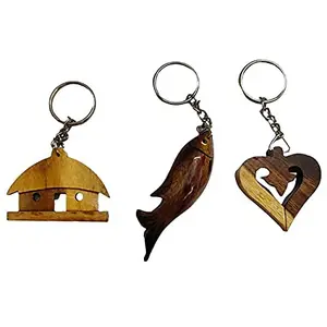 SAHARANPUR HANDICRAFTS Key Chains Set of 3( Wood )