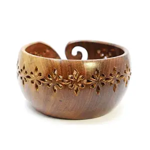 SAHARANPUR HANDICRAFTS wooden yarn bowl | wooden yarn bowls for crocheting | wooden yarn bowl large | wooden yarn bowl for crochet | wooden yarn bowls for knitting | Wooden Latica Design yarn Bowl Dinning Table Decor Room table best yarn Bowl stand Wooden