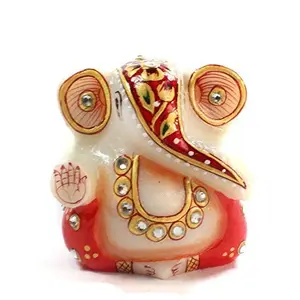 MEENAKARI ENAMEL PRODUCTS: Marble murti Lord Ganesh Idol Ganpati for Ganesh Chaturthi Meenakari Work 2.5 inch 7cm