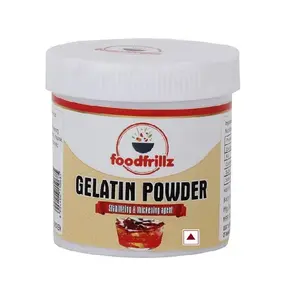 foodfrillz Gelatin Powder Crystals, 25 g | Perfect for Jellies, Desserts, Puddings, Cakes, Ice Cream