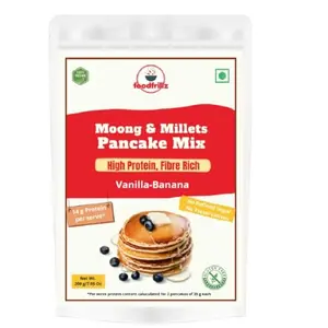 Foodfrillz Millet Delectable Delights: The Perfect Pancake Mix-Banana Vanilla Flavour Healthy Natural High Protein with Sprouted Moong Beans 200 g