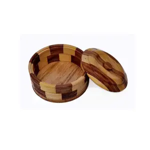 SAHARANPUR HANDICRAFTS wood Striped Casserole (2 L Brown 1 Piece)