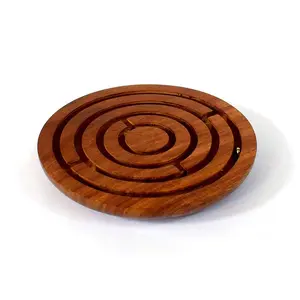 SAHARANPUR HANDICRAFTS Handcrafted Wooden Labyrinth Board Game Ball in Puzzle Toys - Indoor/Outdoor Puzzle Game Gifts for Kids /Boys /Girls | Wooden Board Brain Teaser Games Fun Game for Kids (6 inch)