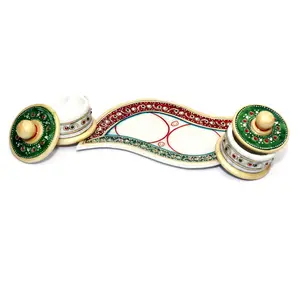 MEENAKARI ENAMEL PRODUCTS Tray dabbi for Decoration and Pooja for Home & Office (Multi25.5x15x9.5)