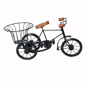 SAHARANPUR HANDICRAFTS Wrought Iron Rickshaw Showpiece Toy for Kids Home & Office Decorative Showpiece Flaver Stand black