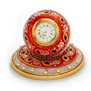 MEENAKARI ENAMEL PRODUCTS: Marble Ball Shape Table Watch Meenakari Work Decorative