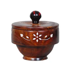 SAHARANPUR HANDICRAFTS Decorative Empty Dry Fruit Bowl/Wooden Dry Fruit Bowl/Sweets Bowl/Oxidized Dry Fruit Bowl) Gift Bowl/Mukhwash Bowl Sopari Bowl(1 Section Box)