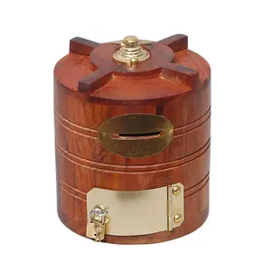SAHARANPUR HANDICRAFTS Wooden Money/Piggy Bank Money Box Coin Box with Carved Design for Kids/Children. with Lock Sisam Wood