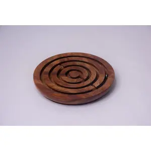 SAHARANPUR HANDICRAFTS Handcrafted Wooden Labyrinth Board Game Ball in Puzzle Toys - Indoor/Outdoor Puzzle Game Gifts for Kids /Boys /Girls | Wooden Board Brain Teaser Games Fun Game for Kids (4 inch)
