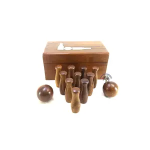 SAHARANPUR HANDICRAFTS Wooden Bowling Mini Game 12 Bottle 2 Boll The Great Game for Man/ Woman/ Kids | mini wood bowling game | Antique wooden bowling game - Dimension: Length 6 inch Width 3.5 inch Height 3 inch.