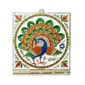 MEENAKARI ENAMEL PRODUCTS Meenakari Peacock Key Holder 7 Inch (Multicolor)