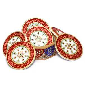 MEENAKARI ENAMEL PRODUCTS Coaster for Decoration of Home & Office (Multi12.5x12.5x5)
