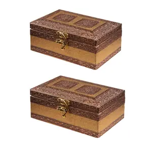 MEENAKARI ENAMEL PRODUCTS Combo Of 2 Pieces (6x4 Inches) Handicraft Jewellery Box Wedding Gift Box Meenakari Wooden Box Vanity Box. Jewellery Bangle Earrings Necklace Vanity Box