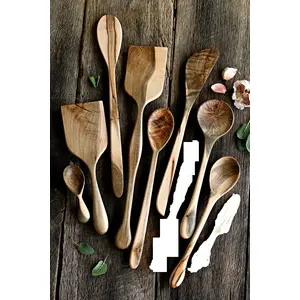 SAHARANPUR HANDICRAFTS Wooden Spoon Set for Non Stick | Wooden Spoons for Cooking & Serving Kitchen Utensil Tools (Pack of 8)
