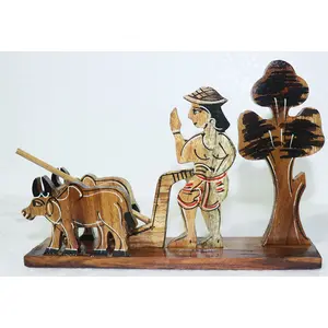 SAHARANPUR HANDICRAFTS Farmer Man Wooden handicrafts Showpiece Item Table Decoration and Wall Mounted Home Decor Gifts and Toy for Kids Product 16 cm high 1 in Box