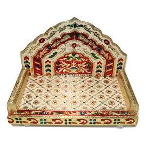 MEENAKARI ENAMEL PRODUCTS Wooden Meenkari Handcrafted Singhasan for Laddu Gopal Small God Temple- Multicolour Size - 4 No