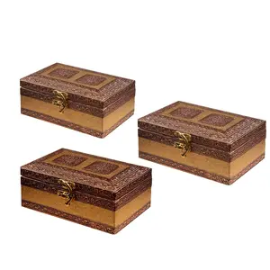 MEENAKARI ENAMEL PRODUCTS Combo Of 3 Pieces (6x4 Inches) Handicraft Jewellery Box Wedding Gift Box Meenakari Wooden Box Vanity Box. Jewellery Bangle Earrings Necklace Vanity Box
