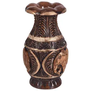 SAHARANPUR HANDICRAFTS Wooden Flower Vase Handmade Flower Pot Decorative Showpiece for Home Office Decor